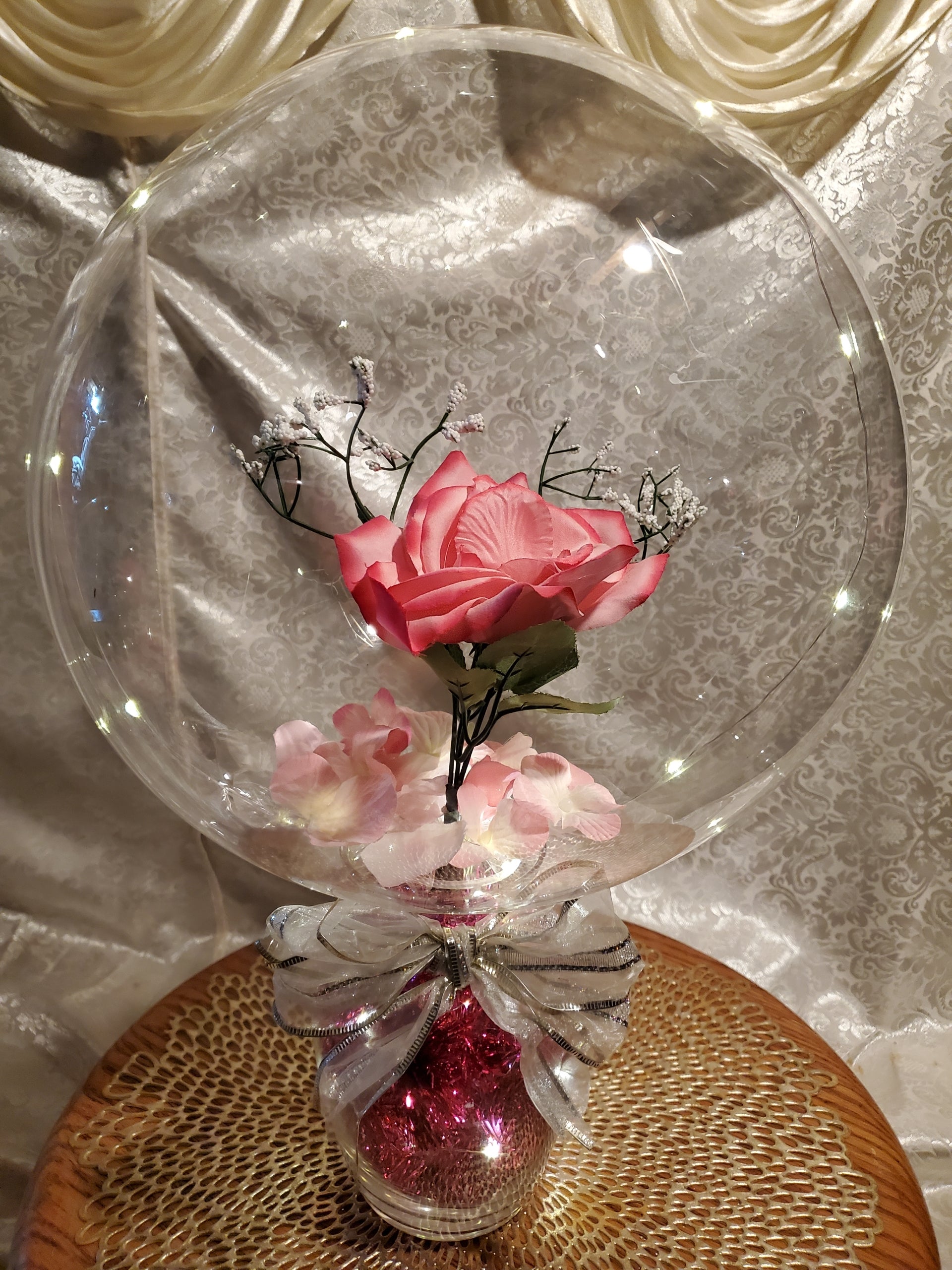 Valentines Day Rose Everlasting Floating Flower Light Balloon