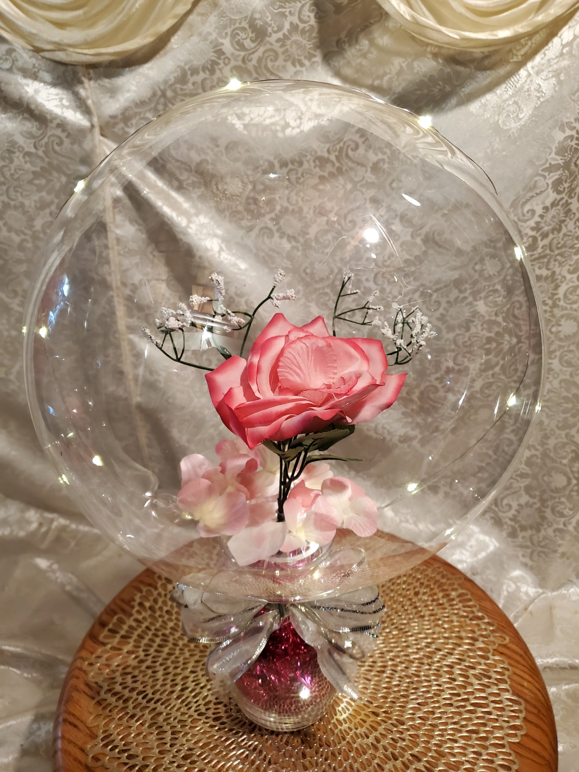 Valentines Day Rose Everlasting Floating Flower Light Balloon