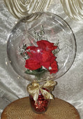 6 Timeless Red Rose bouquet -Floating Flower Romantic Floral Keepsake 💐 Floral Light Balloon Arrangements in a glass vase