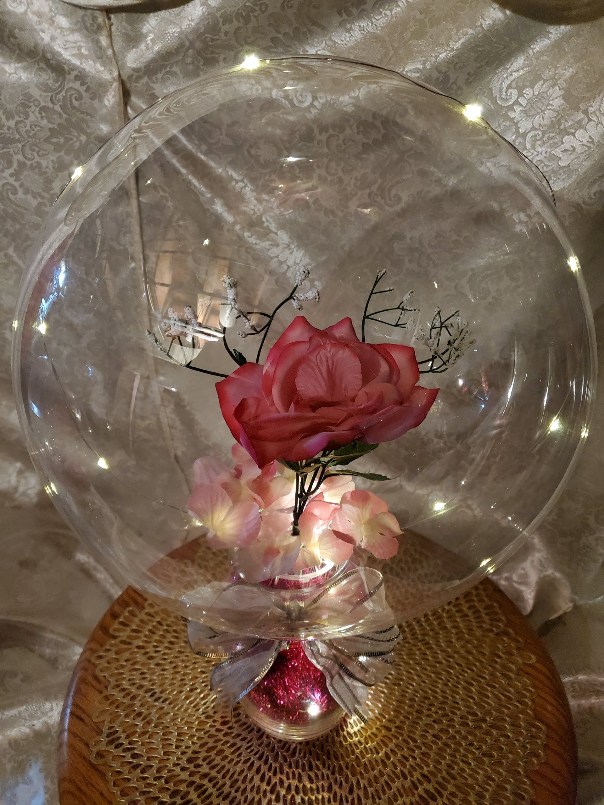 Valentines Day Rose Everlasting Floating Flower Light Balloon