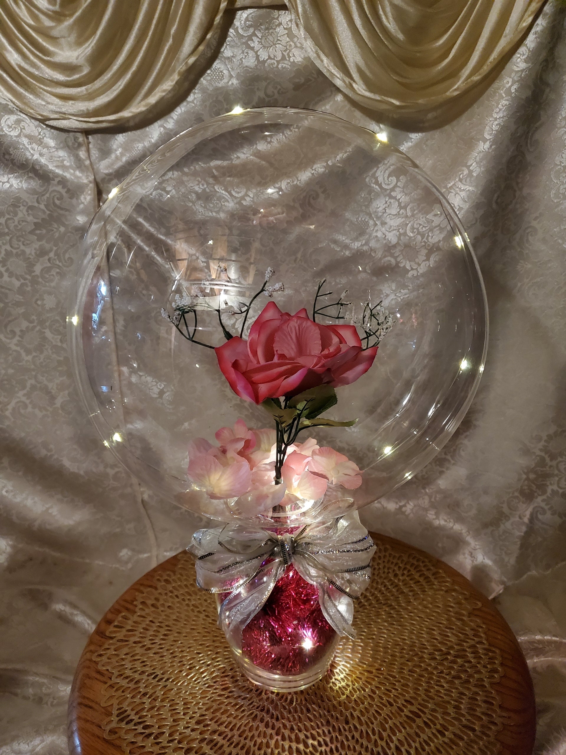 Valentines Day Rose Everlasting Floating Flower Light Balloon